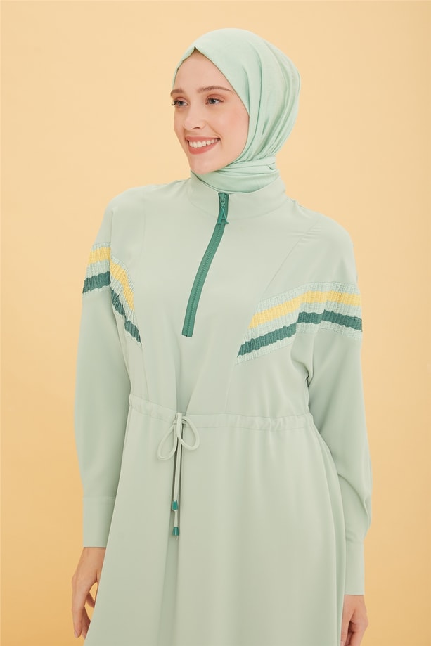 Armine Şerit Detaylı Fermuarlı Elbise 22Y9426 Mint