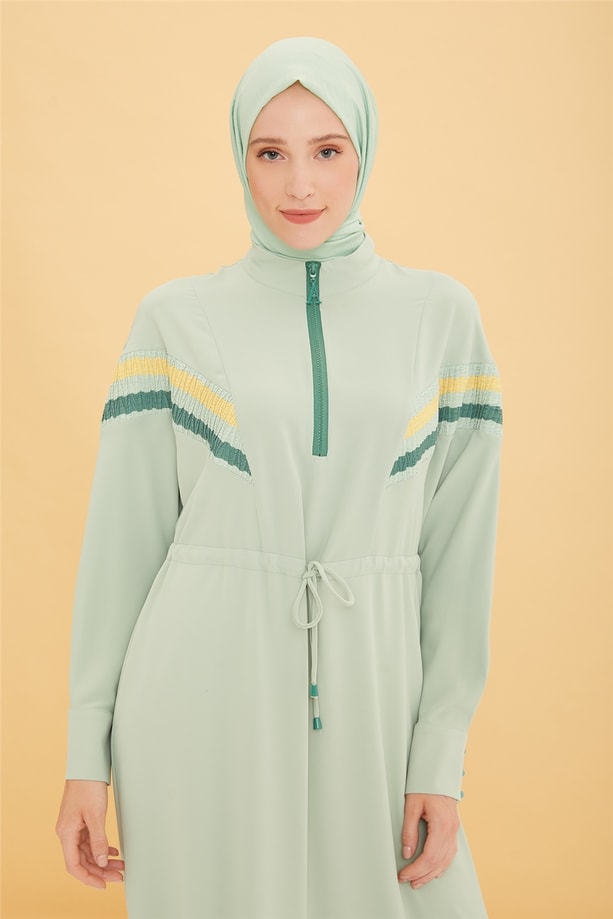 Armine Şerit Detaylı Fermuarlı Elbise 22Y9426 Mint