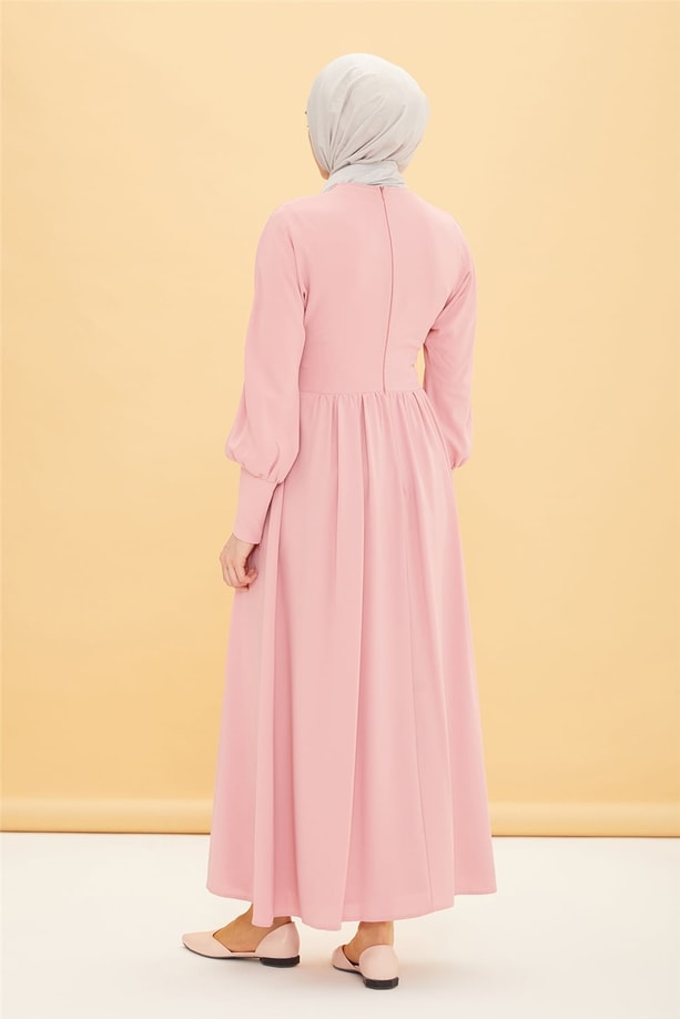 Armine Asimetrik Büzgülü Elbise 22Y9427 Şeker Pembe