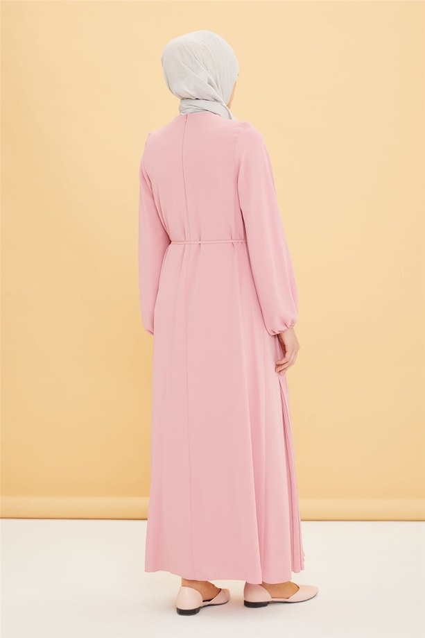 Armine Önü Piliseli Elbise 22Y9435 Pembe