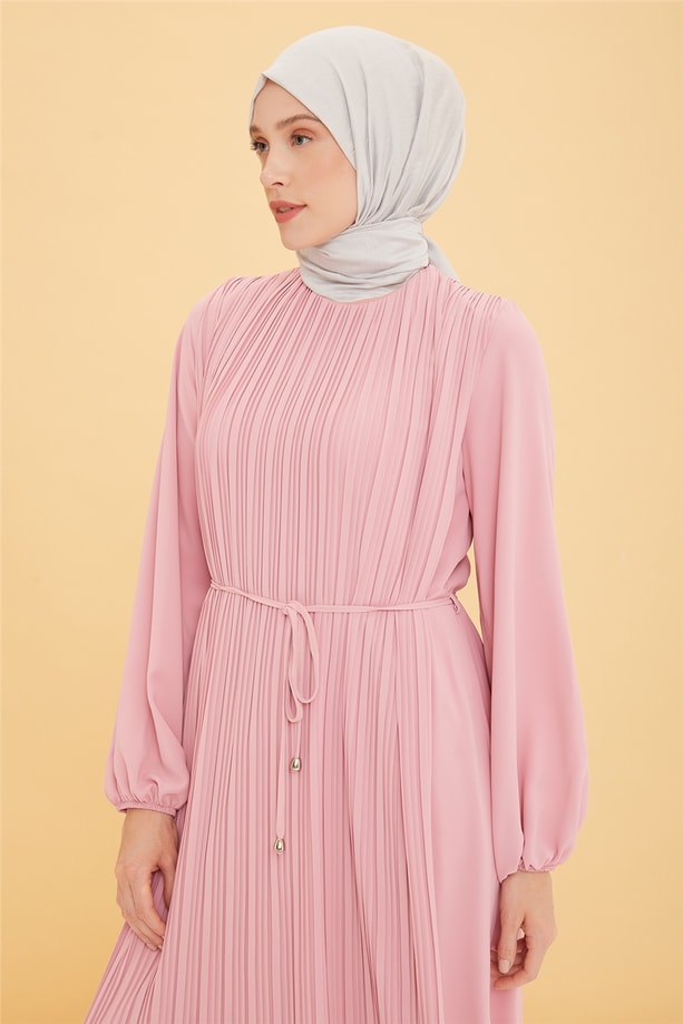 Armine Önü Piliseli Elbise 22Y9435 Pembe