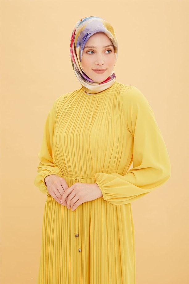 Armine Önü Piliseli Elbise 22Y9435 Zencefil