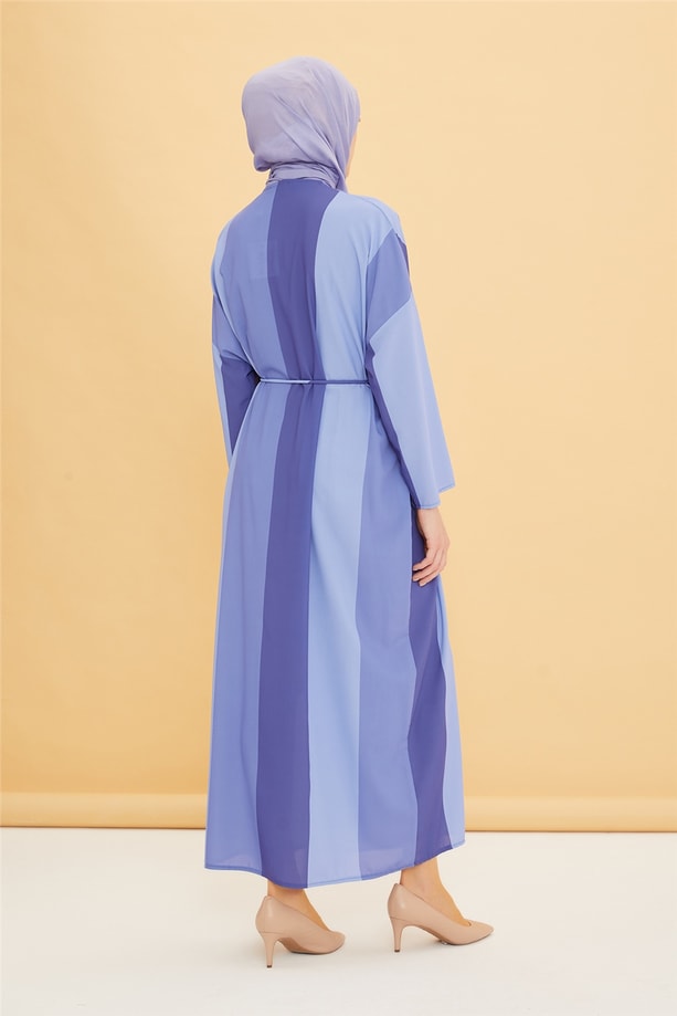 Armine Çizgili Oversize Elbise 22Y9436 Mavi