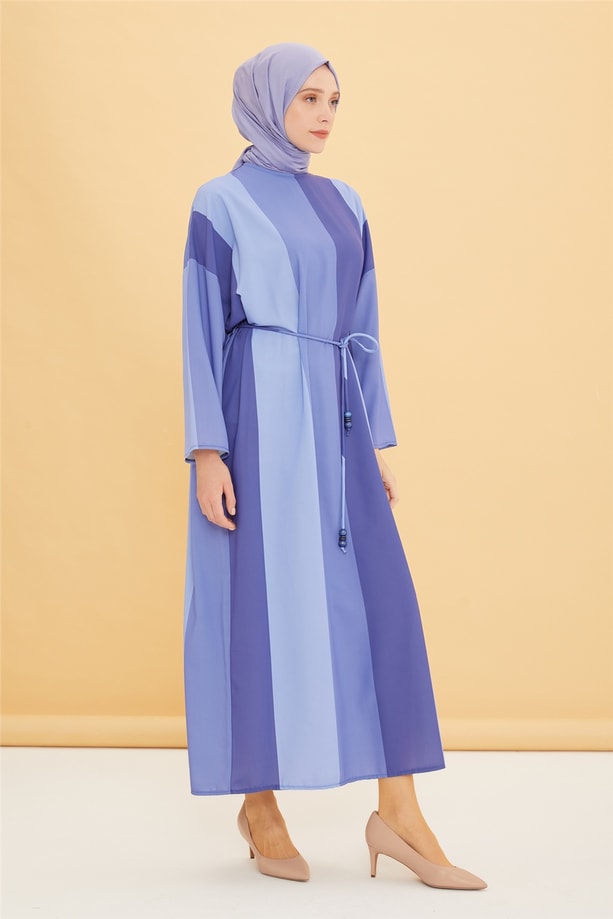 Armine Çizgili Oversize Elbise 22Y9436 Mavi