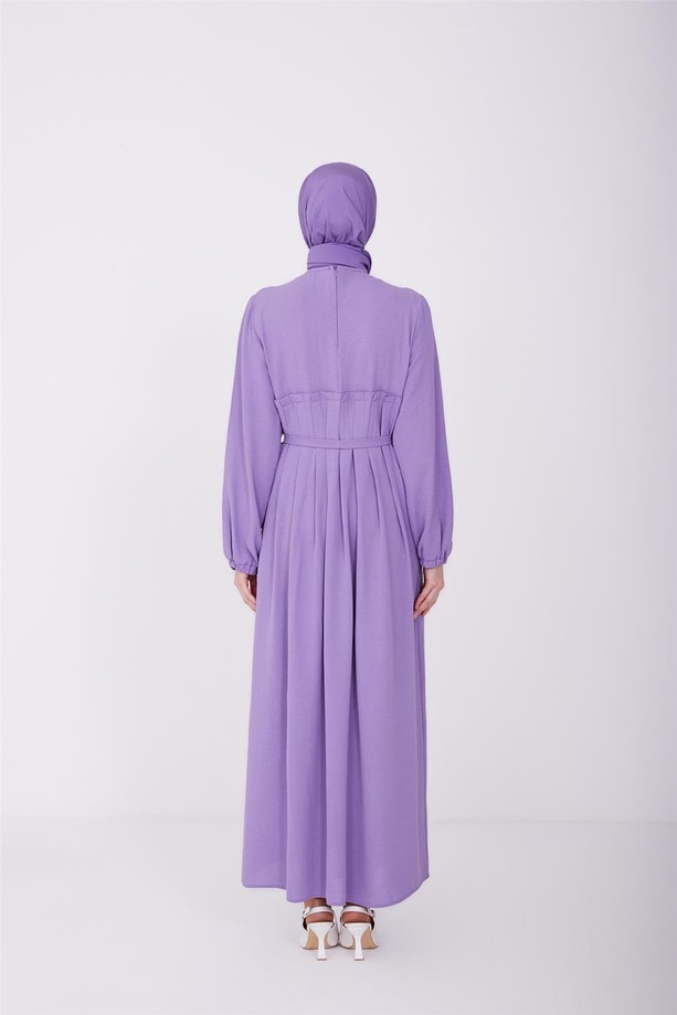 Armine Robası Pileli Elbise 22Y9445 Mor