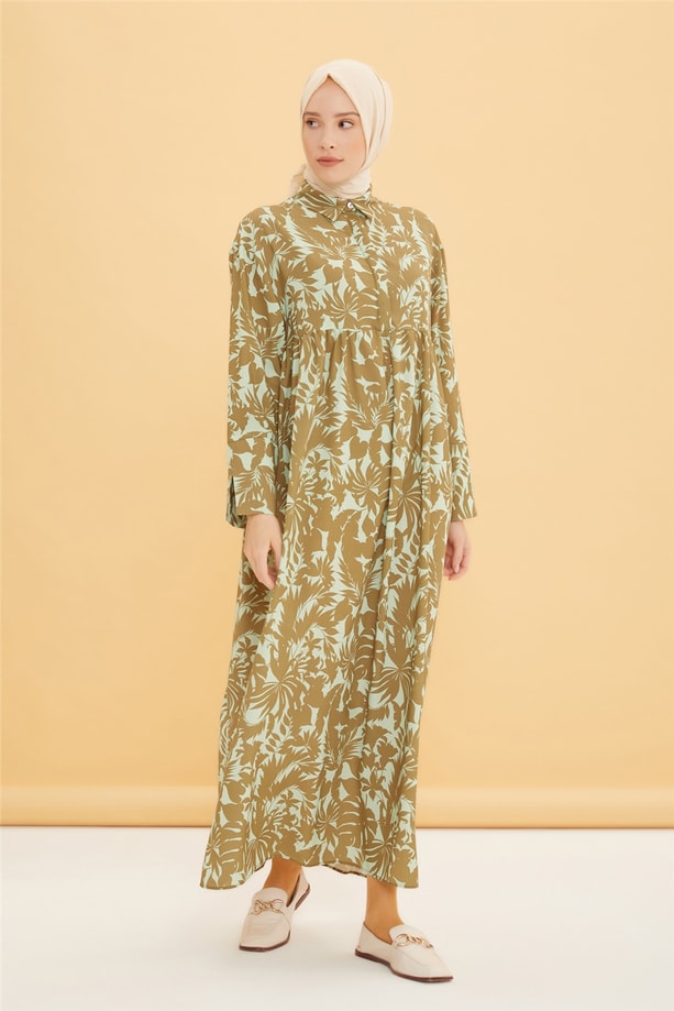 Armine Manset Detaylı Oversize Elbise 22Y9452 Zeytinyağı