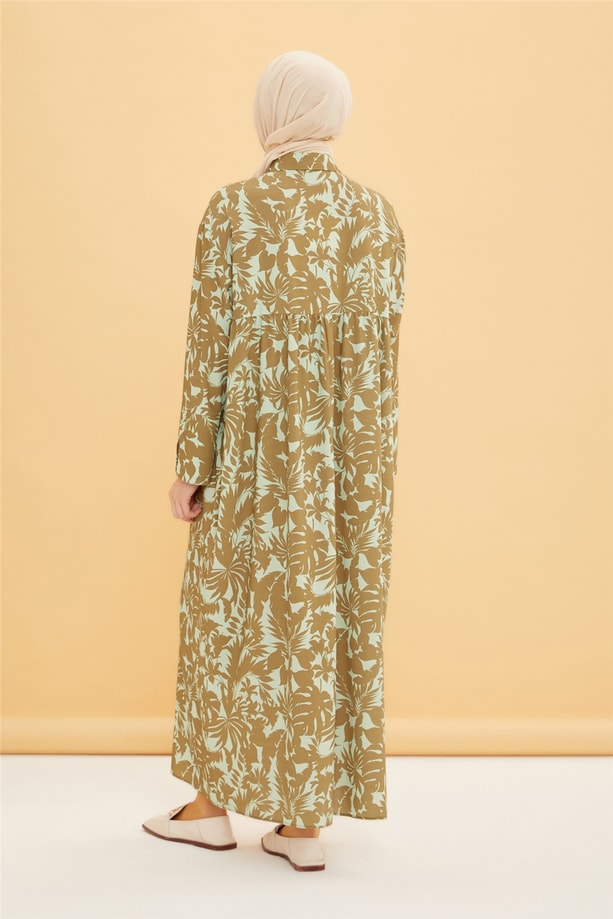 Armine Manset Detaylı Oversize Elbise 22Y9452 Zeytinyağı