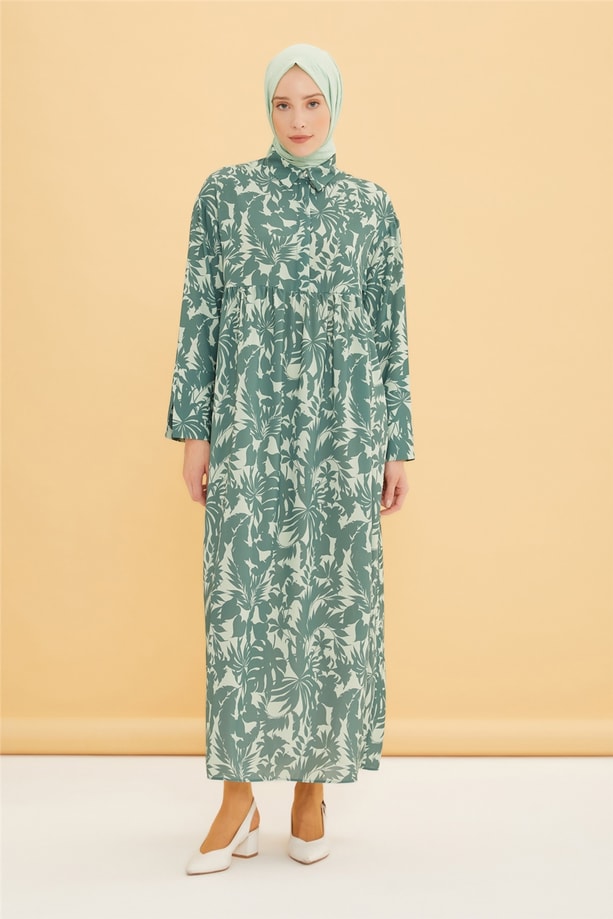 Armine Manset Detaylı Oversize Elbise 22Y9452 Çam Yeşili