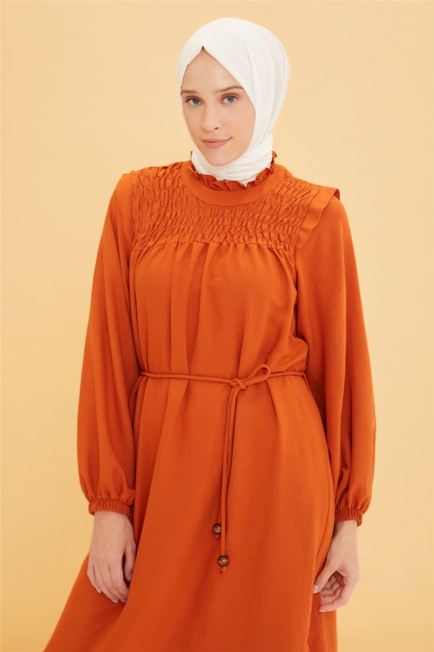 Armine Aller Detaylı Elbise 22Y9454 Tarçın