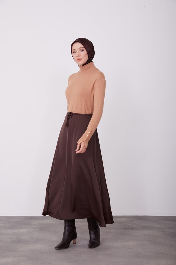 Armine Düz Saten Etek 23K1432 Bitter