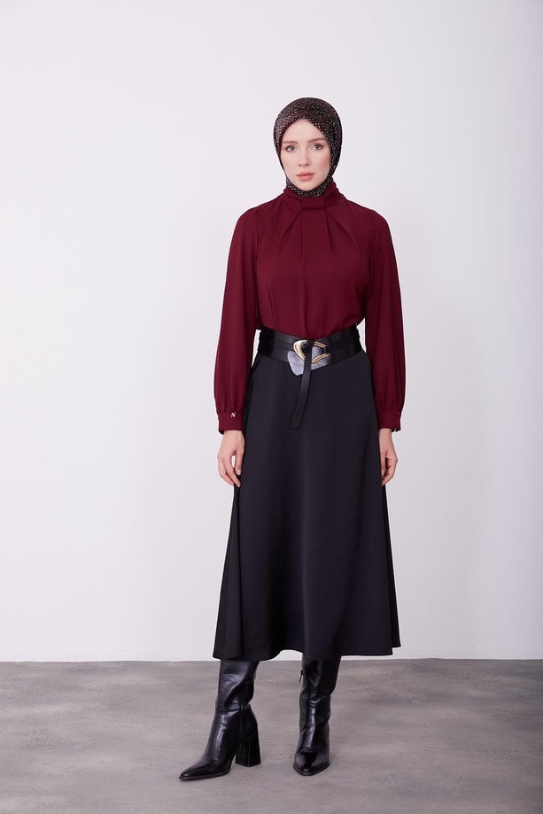 Armine Düz Saten Etek 23K1432 Siyah