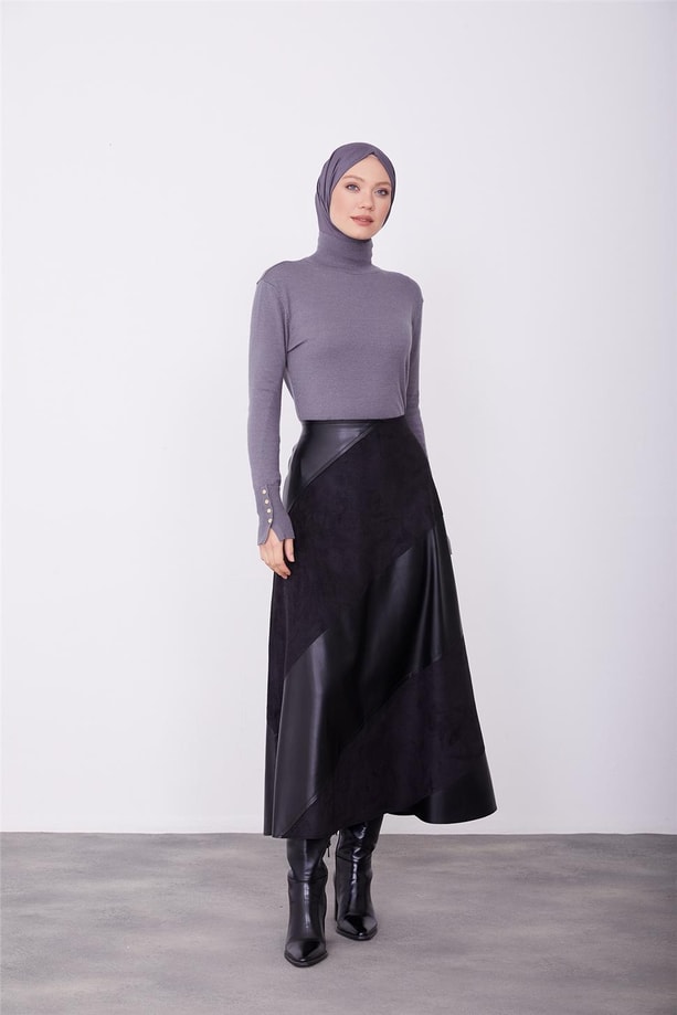 Armine Deri, Kesikli Etek 23K1505 Siyah