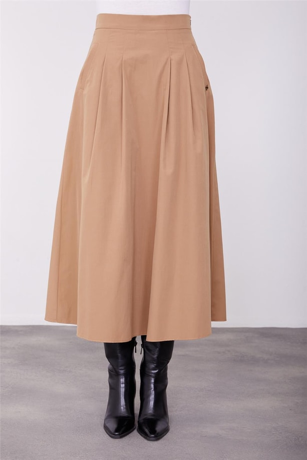 Cepli gabardin etek 23K1506 Camel