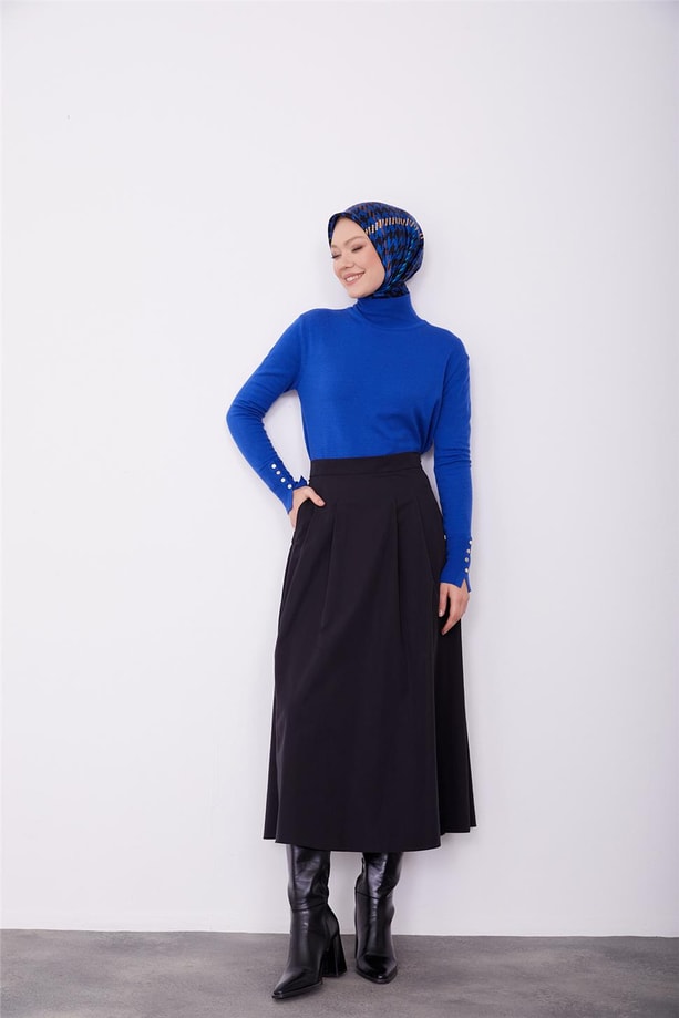 Armine Gabardin Cepli Etek 23K1506 Siyah