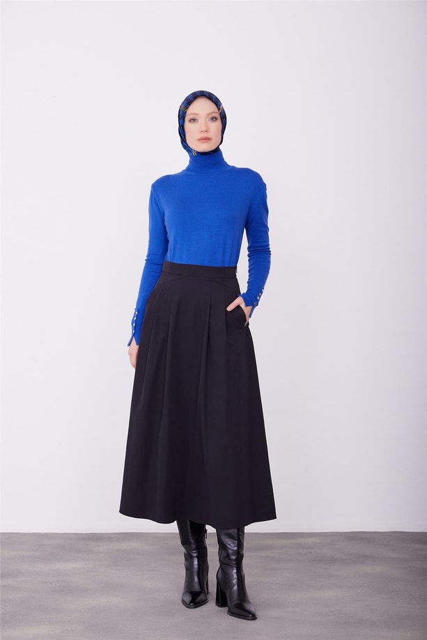 Armine Gabardin Cepli Etek 23K1506 Siyah