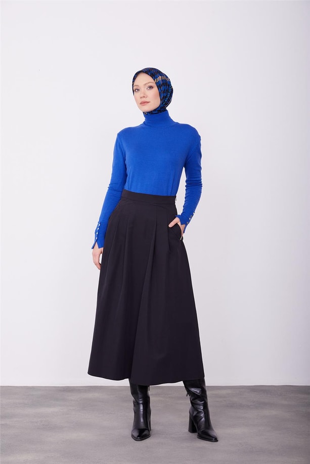 Armine Gabardin Cepli Etek 23K1506 Siyah