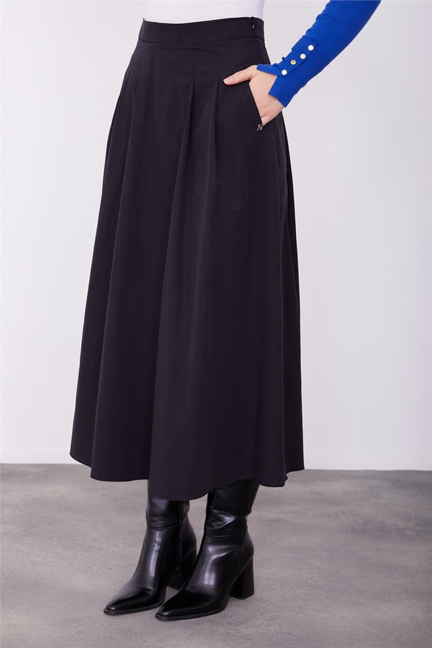 Armine Gabardin Cepli Etek 23K1506 Siyah