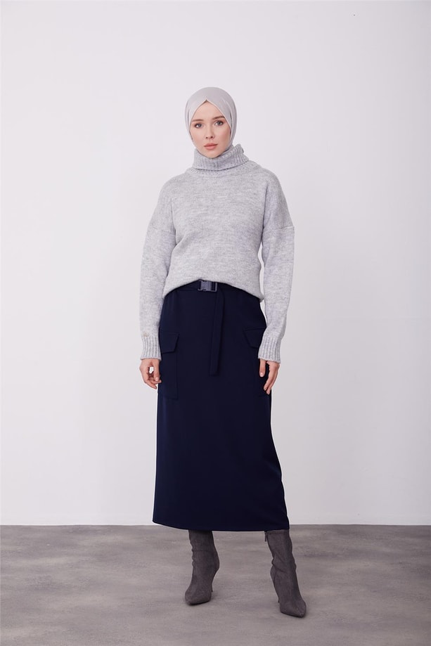Armine Kargo Cepli Kalem Etek 23K1516 Lacivert