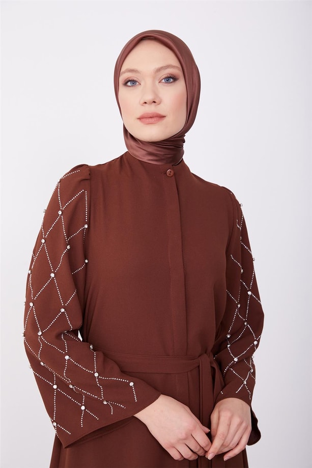 Armine Abaya 23KD2302 Kahverengi