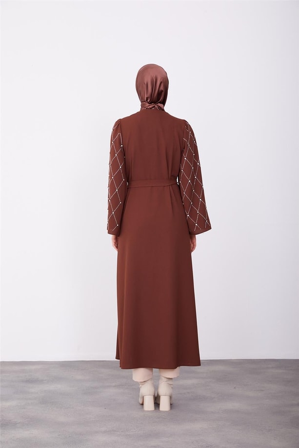 Armine Abaya 23KD2302 Kahverengi