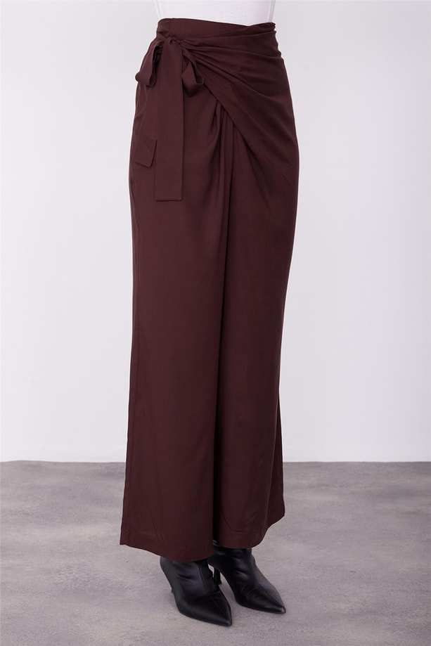 Armine Yandan Bağlama Detaylı Pantolon 23K2425 Bitter