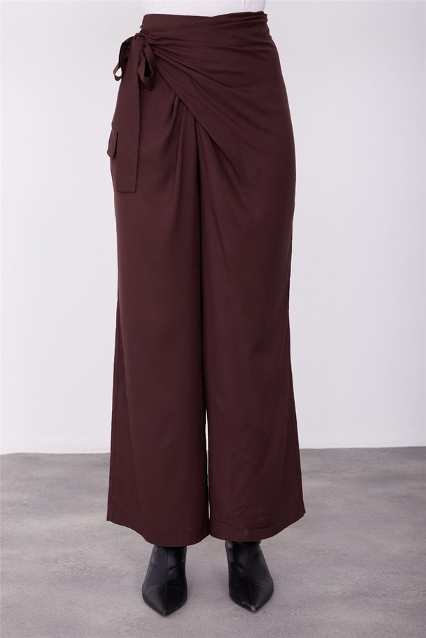 Armine Yandan Bağlama Detaylı Pantolon 23K2425 Bitter