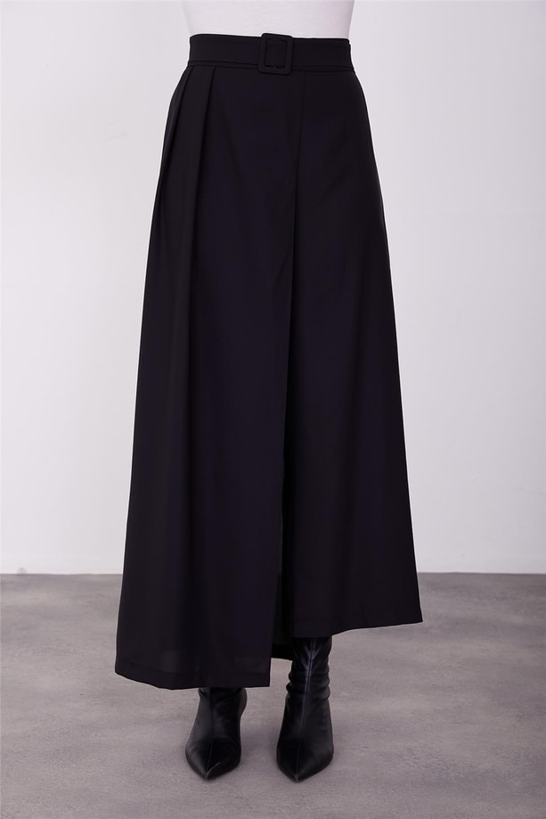Kemerli pantolon etek 23K2504 Siyah