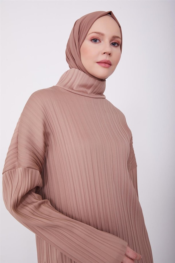 Armine Pliseli Örme Kumaşlı Bluz 23K3217 Latte