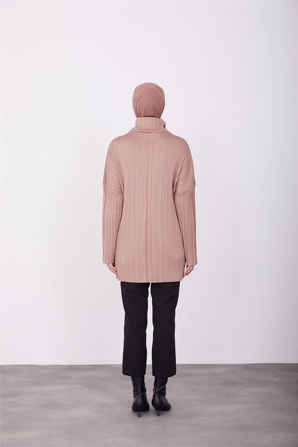 Armine Pliseli Örme Kumaşlı Bluz 23K3217 Latte