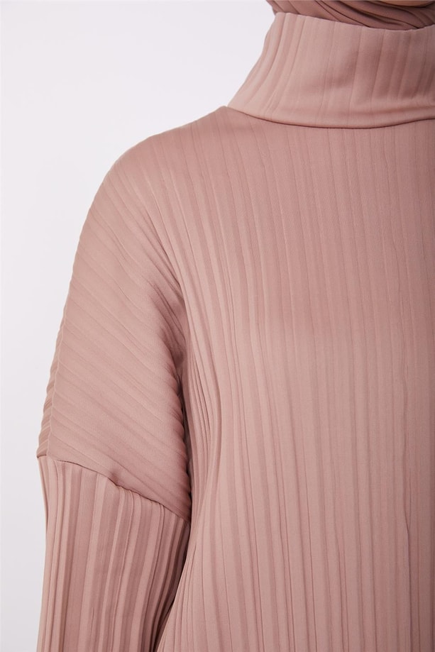 Armine Pliseli Örme Kumaşlı Bluz 23K3217 Latte