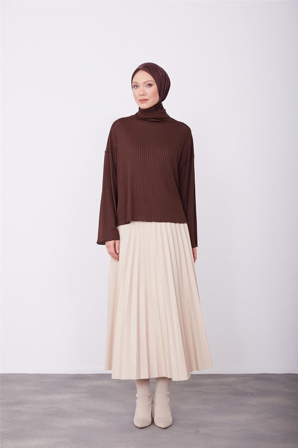 Armine Örme Basic Bluz 23K3408 Kahverengi
