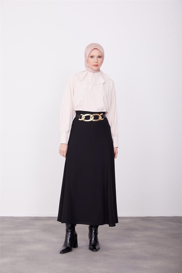 Armine Yakası Pileli Ve Allerli Bluz 23K3416 Vanilya