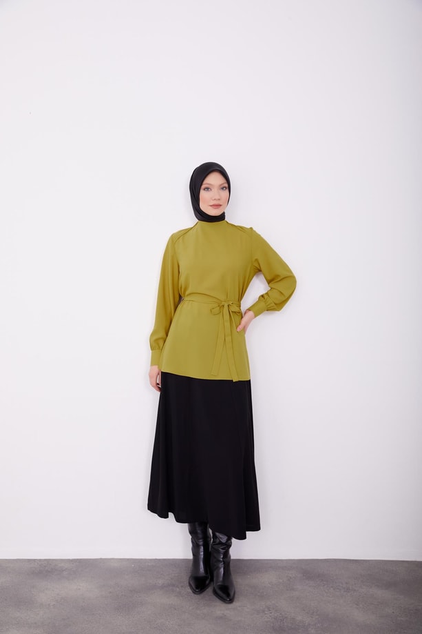 Omuzları biyeli bluz 23K3424 Asit