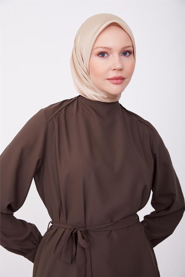 Omuzları biyeli bluz 23K3424 Acı Kahve