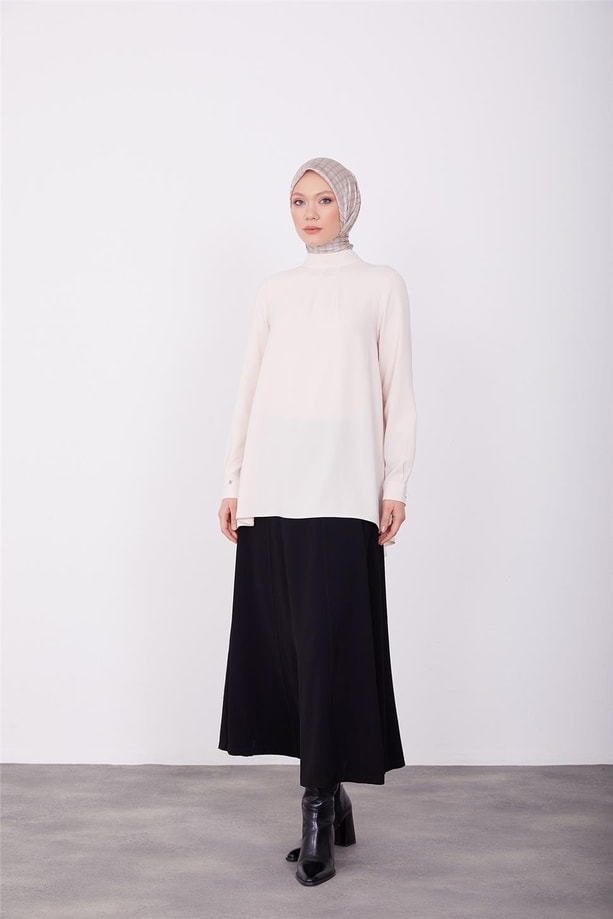 Armine Arkası Pilikaşe Detaylı Bluz 23K3435 Vanilya