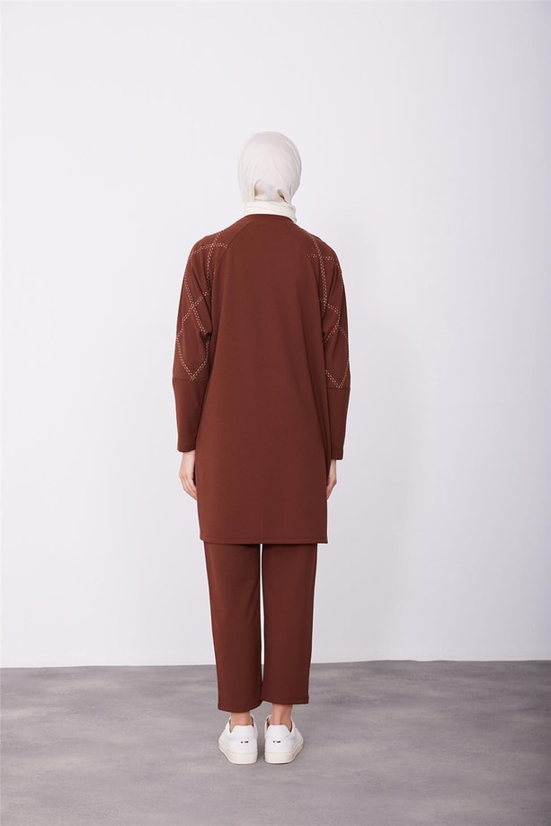 Armine Pantolonlu Takım 23KD4420 Kahverengi