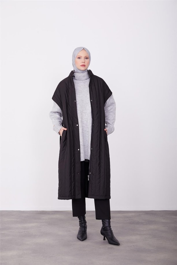 Armine Düşük Kollu Kapitone Yelek 23K4600 Siyah