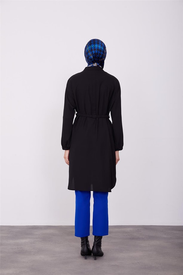 Lastikli kemerli tunik 23K4701 Siyah