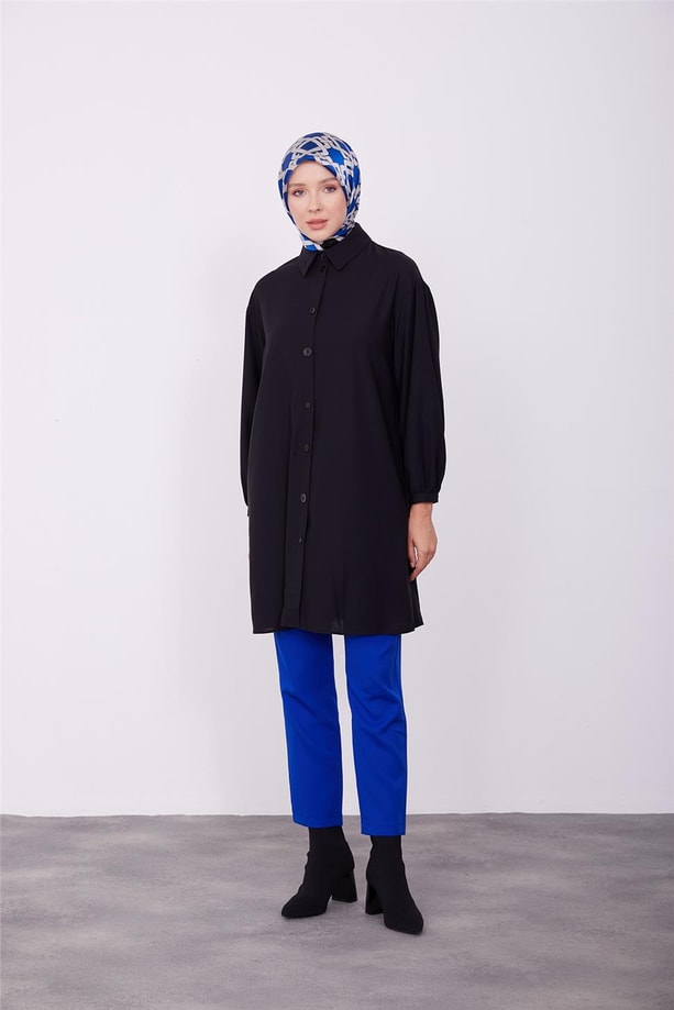 Boyut düğmeli tunik 23K4706 Siyah