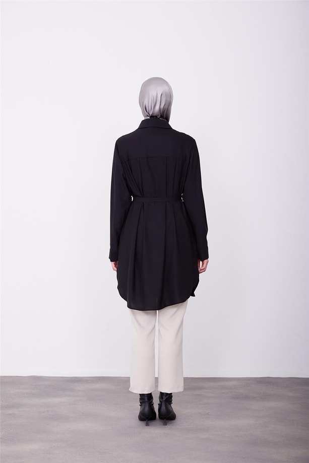 Armine Zincir Detaylı Tunik 23K4713 Siyah