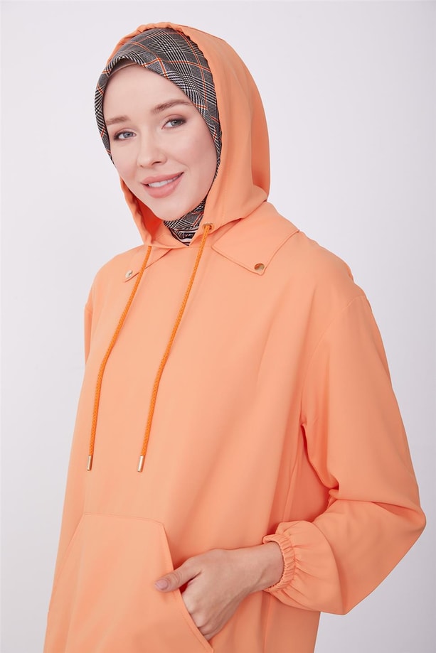 Armine Kapişonlu Tunik 23K4714 Mandarin
