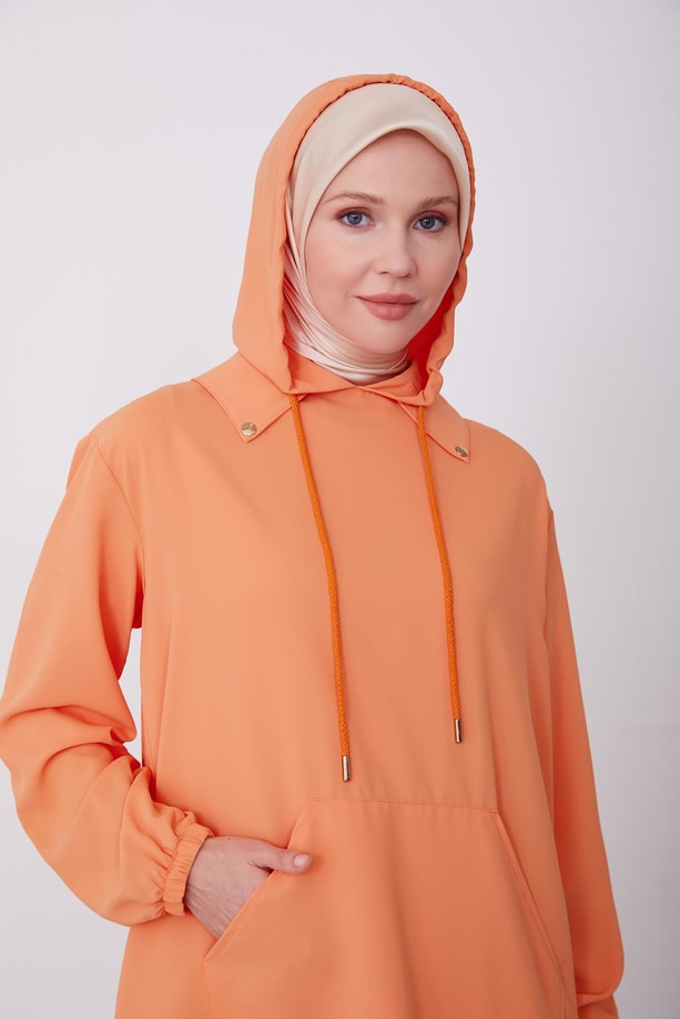 Armine Kapişonlu Tunik 23K4714 Mandarin