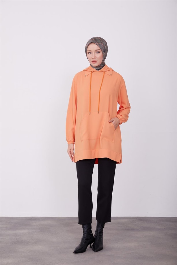 Armine Kapişonlu Tunik 23K4714 Mandarin