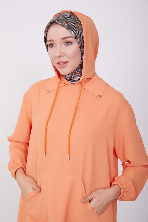 Armine Kapişonlu Tunik 23K4714 Mandarin