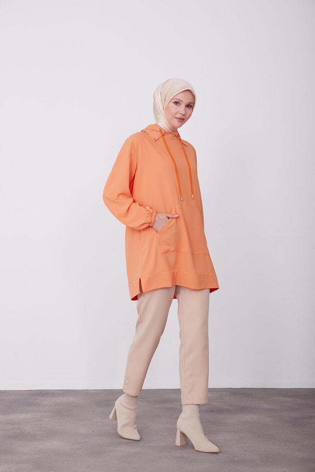Armine Kapişonlu Tunik 23K4714 Mandarin