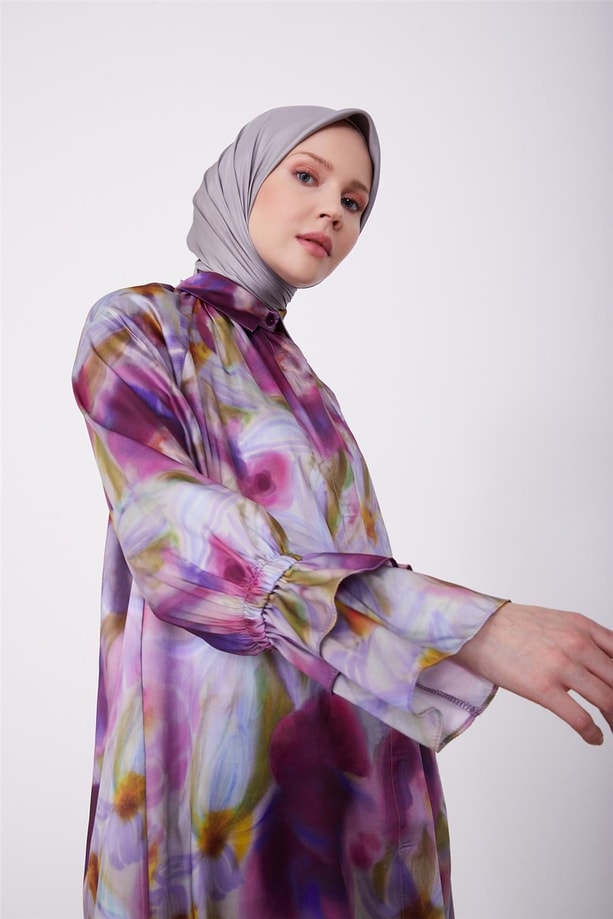 Armine Volanlı Empirme Tunik 23K4733 Menekşe