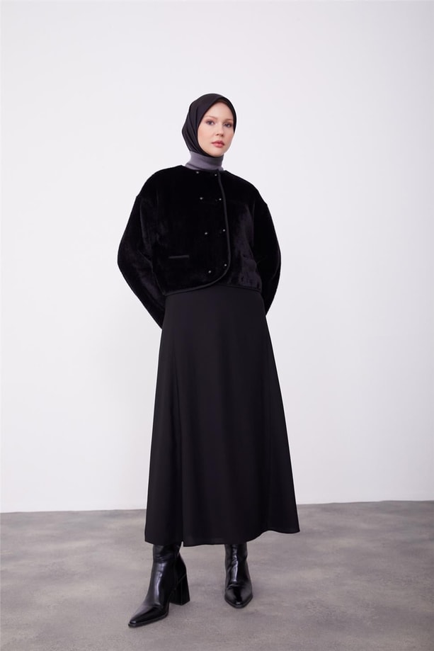 Armine Yumuşak Tuşeli Örme Hırka 23K5314 Siyah