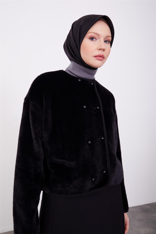 Armine Yumuşak Tuşeli Örme Hırka 23K5314 Siyah