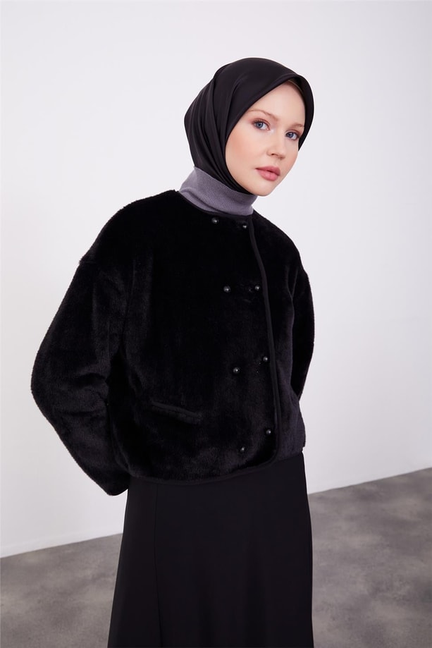 Armine Yumuşak Tuşeli Örme Hırka 23K5314 Siyah
