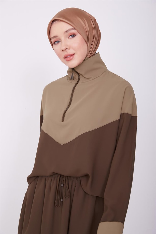 İki renkli Takım 23K6704 Acı Kahve